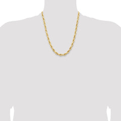 14K 22 inch 7mm Semi Solid Rope with Lobster Clasp Chain