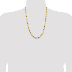 14K 24 inch 7mm Semi Solid Rope with Lobster Clasp Chain