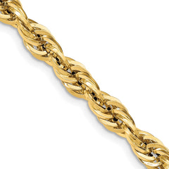 14K 24 inch 7mm Semi Solid Rope with Lobster Clasp Chain