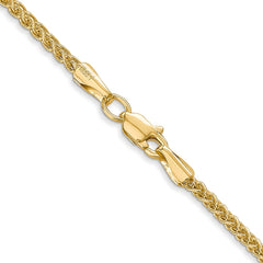 14K 30 inch 2mm Semi-Solid Wheat with Lobster Clasp Chain