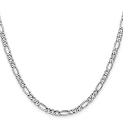 14K White Gold 20 inch 4.4mm Semi-Solid Figaro with Lobster Clasp Chain