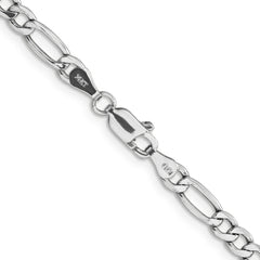 14K White Gold 26 inch 4.4mm Semi-Solid Figaro with Lobster Clasp Chain