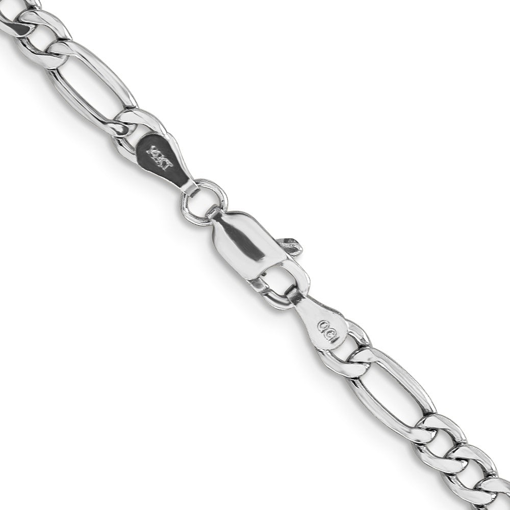 14K White Gold 20 inch 4.4mm Semi-Solid Figaro with Lobster Clasp Chain