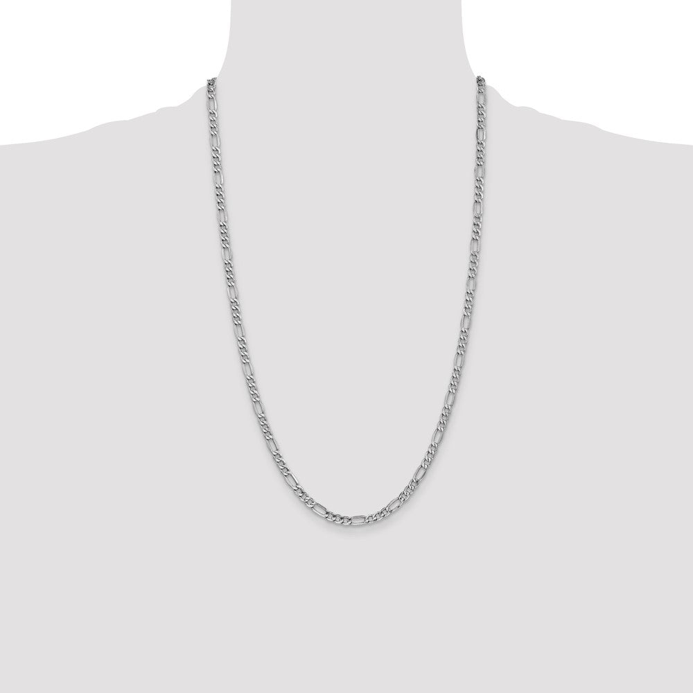 14K White Gold 26 inch 4.4mm Semi-Solid Figaro with Lobster Clasp Chain