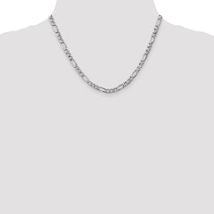 14K White Gold 18 inch 5.75mm Semi-Solid Figaro with Lobster Clasp Chain