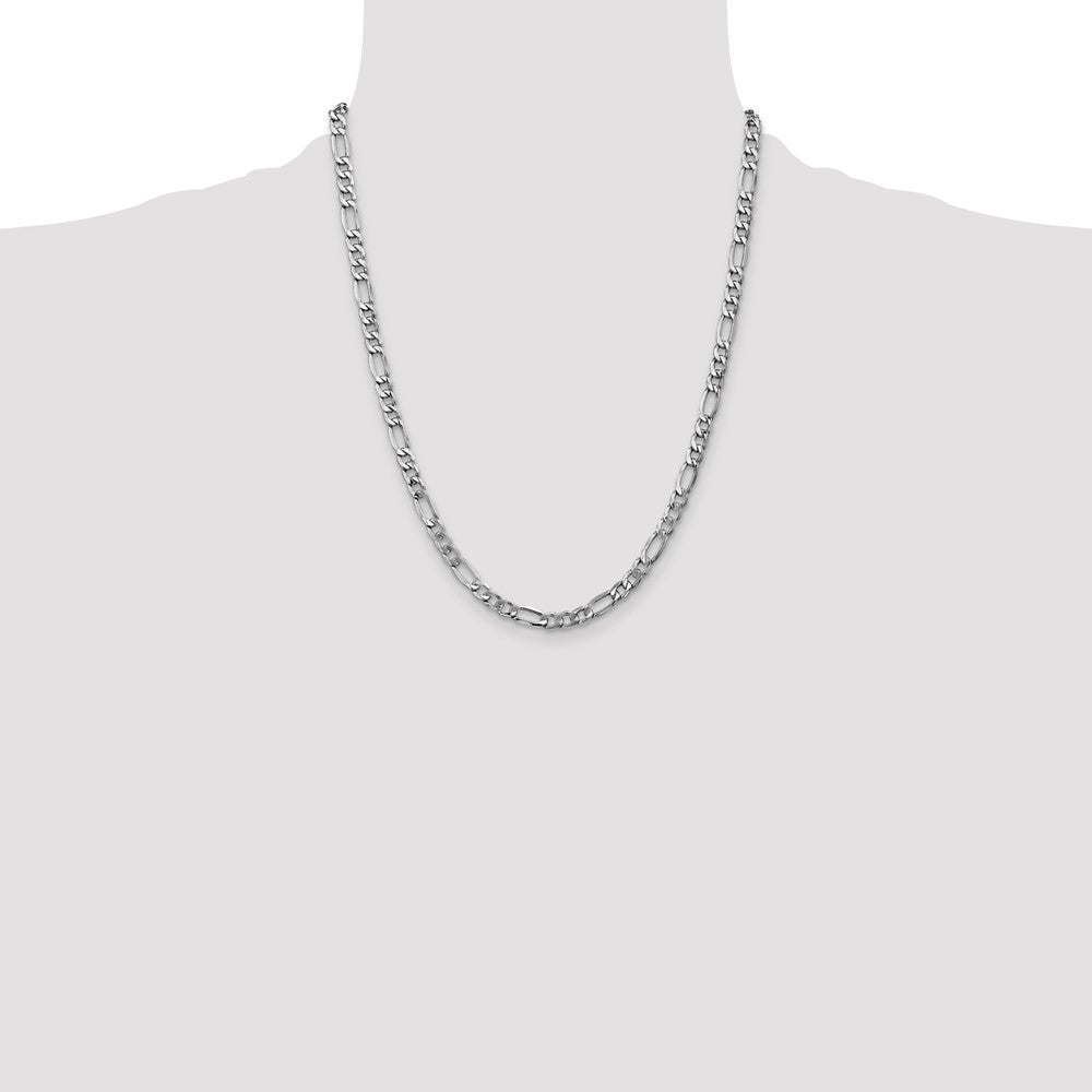 14K White Gold 22 inch 5.75mm Semi-Solid Figaro with Lobster Clasp Chain