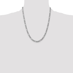 14K White Gold 22 inch 5.75mm Semi-Solid Figaro with Lobster Clasp Chain