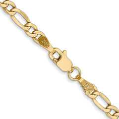 14K 24 inch 3.5mm Semi-Solid Figaro with Lobster Clasp Chain