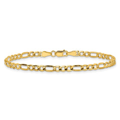 14K 8 inch 3.5mm Semi-Solid Figaro with Lobster Clasp Bracelet