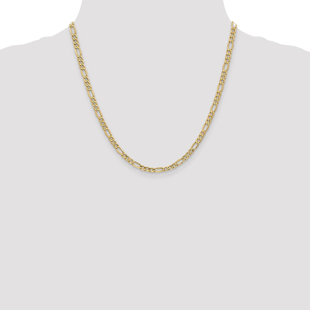 14K 20 inch 4.2mm Semi-Solid Figaro with Lobster Clasp Chain