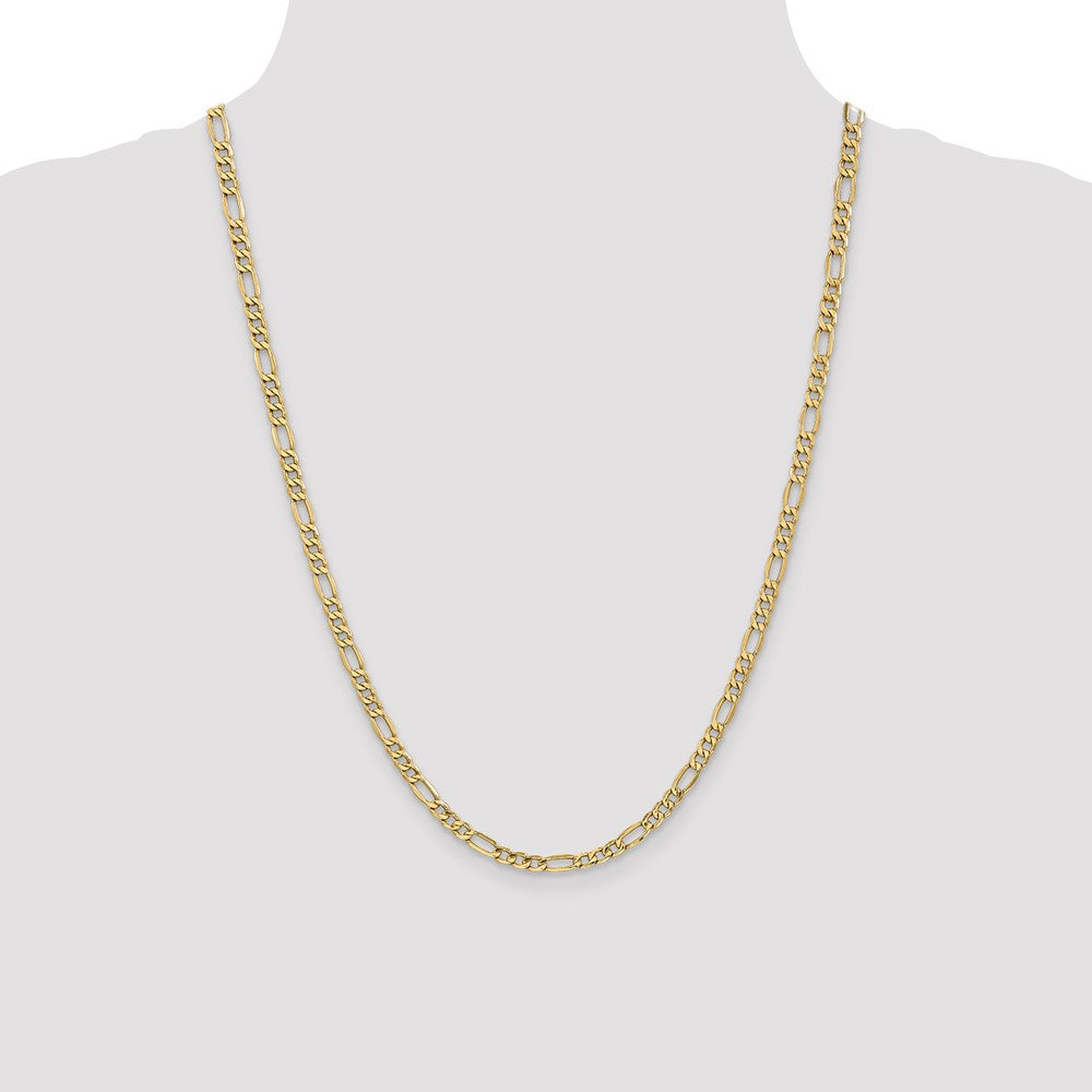 14K 24 inch 4.2mm Semi-Solid Figaro with Lobster Clasp Chain