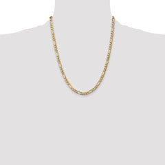 14K 22 inch 5.75mm Semi-Solid Figaro with Lobster Clasp Chain