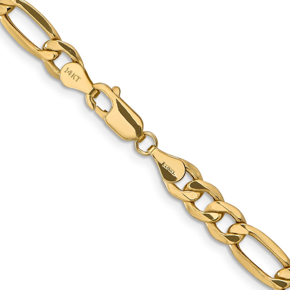 14K 26 inch 6.25mm Semi-Solid Figaro with Lobster Clasp Chain