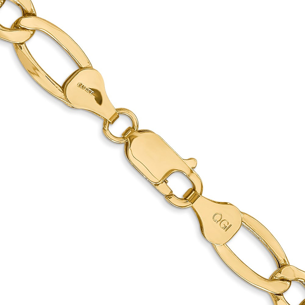 14K 24 inch 7.3mm Semi-Solid Figaro with Lobster Clasp Chain