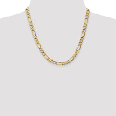 14K 20 inch 7.3mm Semi-Solid Figaro with Lobster Clasp Chain