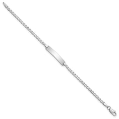14k White Gold Polished Solid Chain/Solid Plate Flat Curb Link 20x4.2mm Plate 5.5 inch Baby/Child ID Bracelet