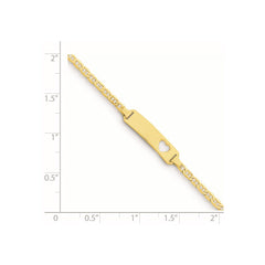 14k Polished Solid Chain/Solid Plate Anchor Link Cut-out Heart 21.5x4.8mm Plate 5.5 inch Baby/Child ID Bracelet