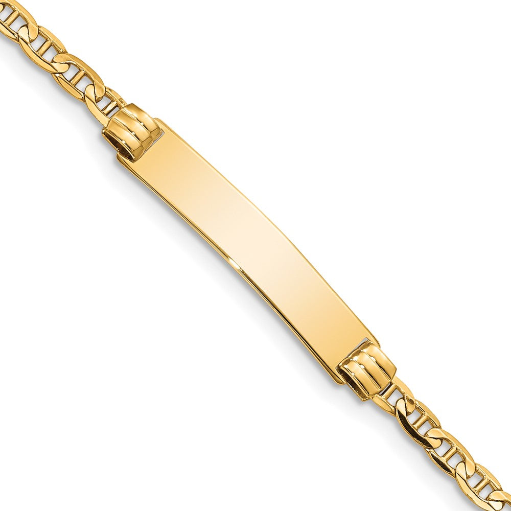 14k Polished Solid Chain/Solid Plate Anchor Link 26x5mm Plate 5.5 inch Baby/Child ID Bracelet