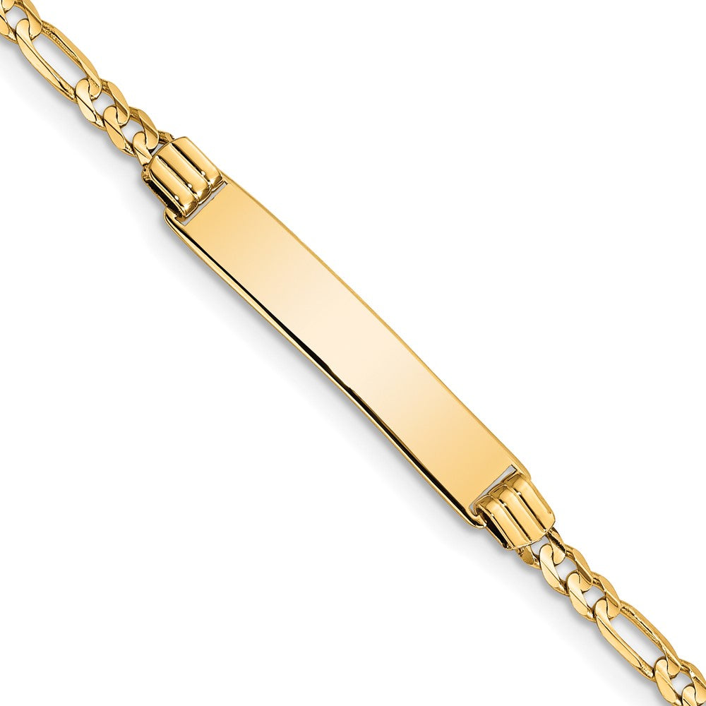 14k Polished Solid Chain/Solid Plate Figaro Link 26x5mm Plate 5.5 inch Baby/Child ID Bracelet
