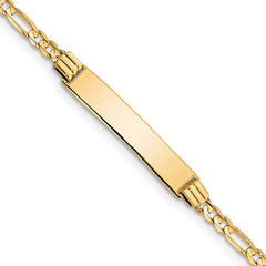 14k Polished Solid Chain/Solid Plate Figaro Link 26x5mm Plate 5.5 inch Baby/Child ID Bracelet