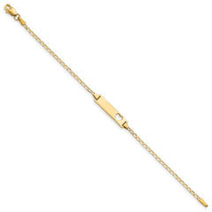 14k Polished Solid Chain/Solid Plate Flat Curb Link Cut-out Heart 20x5mm Plate 6 inch Baby/Child ID Bracelet