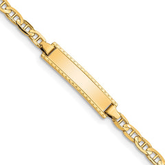 14k Polished Solid Chain/Solid Plate Anchor Link 20x5mm Plate 6 inch Baby/Child ID Bracelet