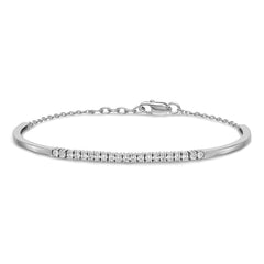 14k White Gold Diamond w/.25 In Ext Bangle Bracelet