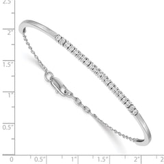 14k White Gold Diamond w/.25 In Ext Bangle Bracelet