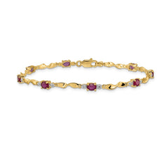 14k Complete Diamond and Oval Ruby Twisted Link 7 inch Bracelet