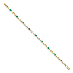 14k Diamond and Oval Emerald Bracelet