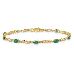 14k Diamond and Oval Emerald Bracelet