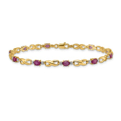 14k Complete Diamond and Oval Ruby Infinity Link 7.25 inch Bracelet - 2