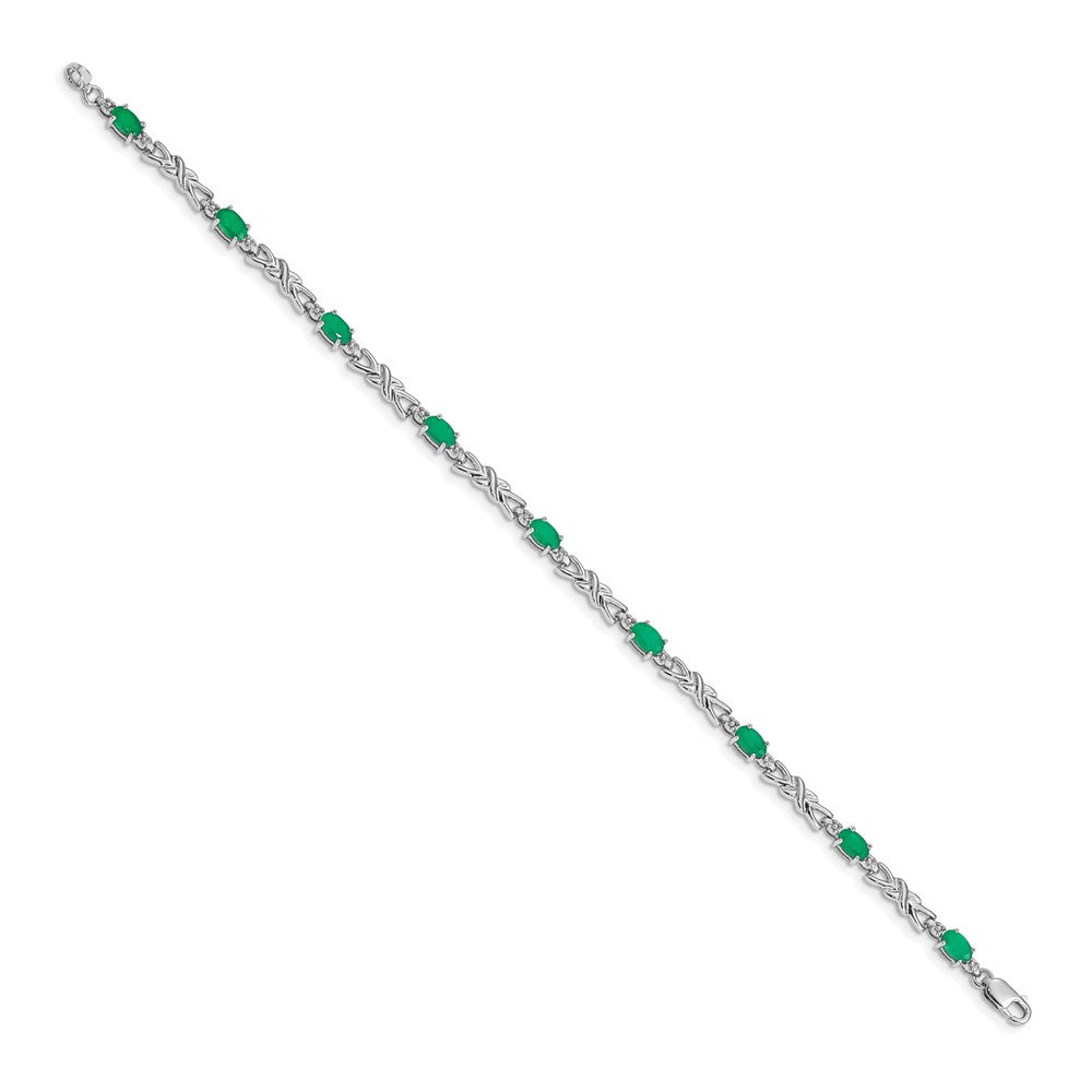 14k White Gold Diamond and Emerald Bracelet