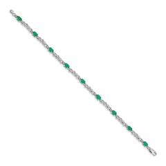 14k White Gold Diamond and Emerald Bracelet