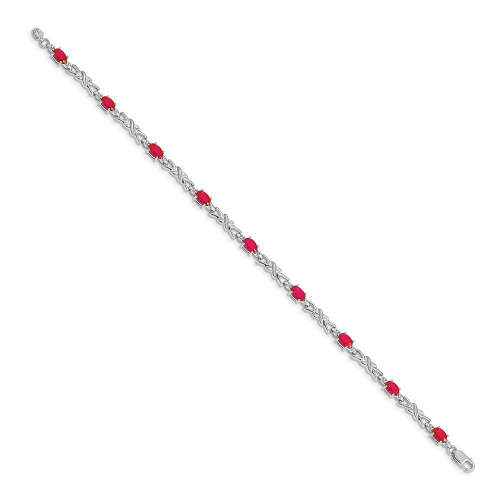 14k White Gold Diamond and Ruby Bracelet