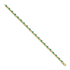 14k Complete Round Emerald Fancy Link 7 inch Bracelet