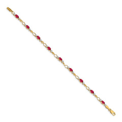 14k Complete Diamond and Oval Ruby Open Link 7 inch Bracelet