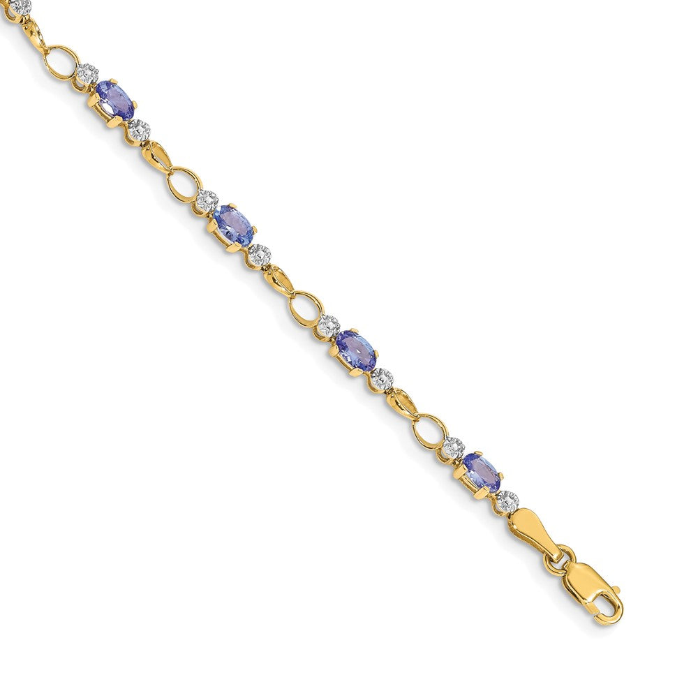 14k Complete Diamond and Oval Tanzanite Open Link 7 inch Bracelet