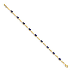 14k Complete Diamond and Oval Sapphire 7.25 inch Bracelet