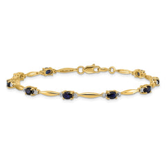 14k Complete Diamond and Oval Sapphire 7.25 inch Bracelet