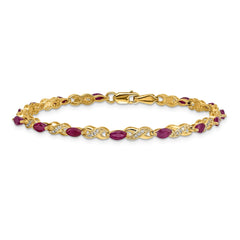 14k Complete Diamond and Oval Ruby Infinity 7.25 inch Bracelet
