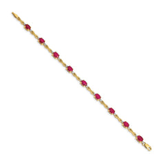 14k Complete Diamond and Oval Ruby Infinity 7 inch Bracelet