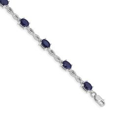 14k White Gold Complete Diamond and Oval Sapphire Infinity 7 inch Bracelet - 2