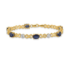 14k Complete Diamond and Oval Sapphire Infinity Link 7.25 inch Bracelet - 2