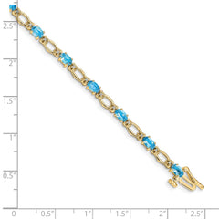 14k Complete Diamond and Oval Swiss Blue Topaz Heart Accent 7 inch Bracelet