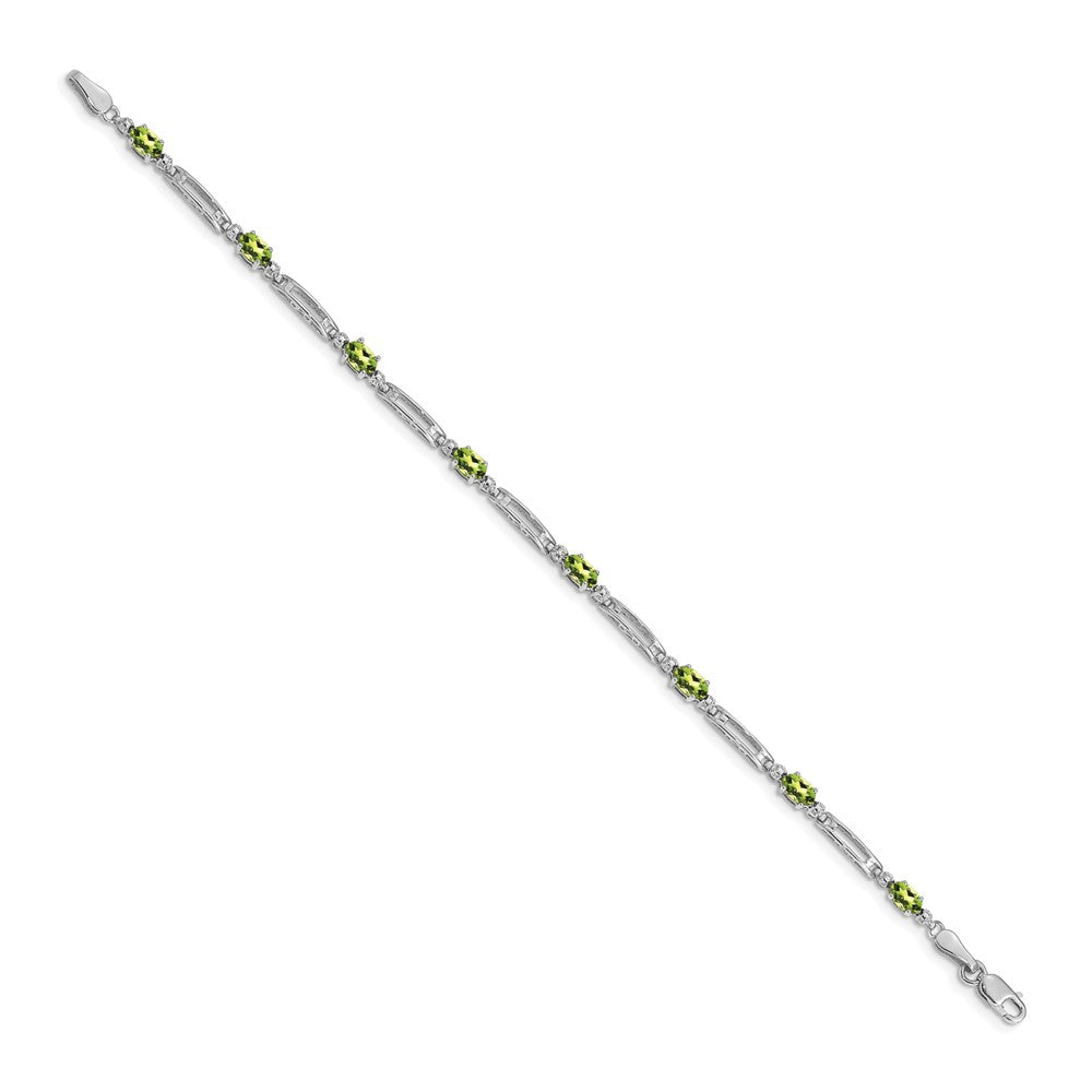 14k White Gold Diamond and Peridot Bracelet