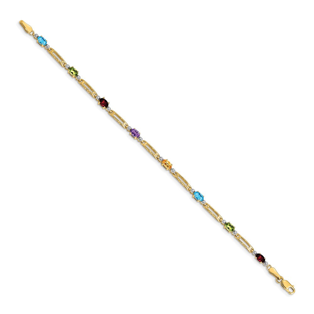 14k Fancy Diamond and Gemstone Rainbow Bracelet