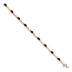14k Complete Oval Garnet and Diamond Infinity Link 7 inch Bracelet