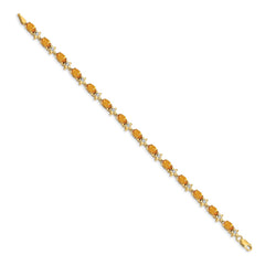14k Complete Diamond and Oval Citrine Floral 7 inch Bracelet