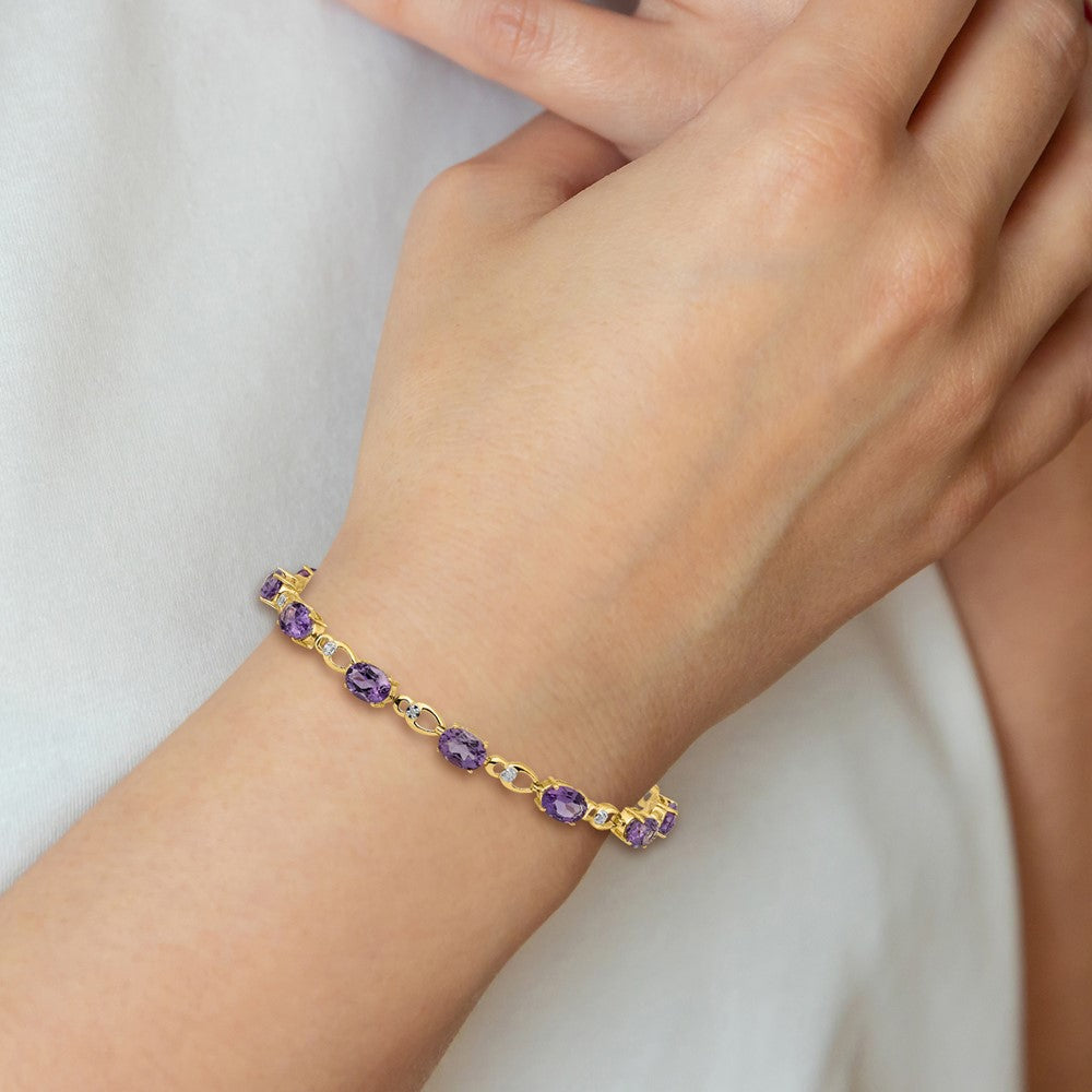 14k Amethyst and Diamond Bracelet